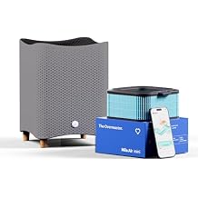 Mila Air Mini Smart Home Air Purifier with Overreactor H14 HEPA Replacement Filter, Removes Formaldehyde, VOCs, Dust & Odors, Ideal for Large Room or Bedroom, Quiet-Mode, Smoky Gray