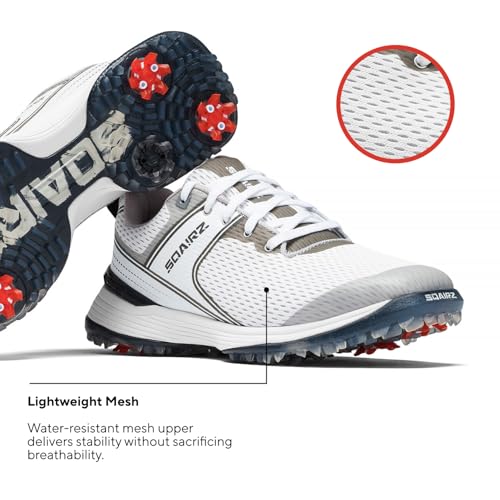 SQAIRZ Freedom Mesh Women's Athletic Golf Shoes, Golf Shoes, Designed for Balance & Performance, Replaceable Spikes, Breathable with Spikes2