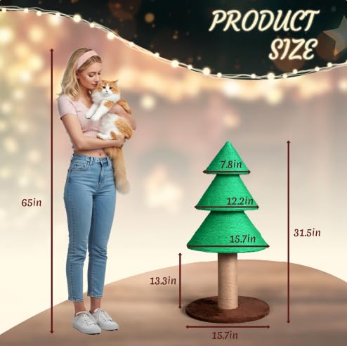 Rascador para gatos en forma de árbol de Navidad verde 31.5 in miniatura 7