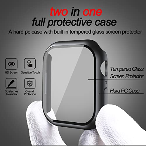Smiling 2 Pack Case Built in Tempered Glass Screen Protector Compatible with Apple Watch Series 9/8/7 41mm - Image 2