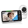 HelloBaby No WiFi Baby Monitor 5″ Screen 30-Hour Battery Pan-Tilt-Zoom Video Upgrade with Camera and Audio, Night Vision, VOX, 2-Way Talk, 8 Lullabies and 1000ft Range