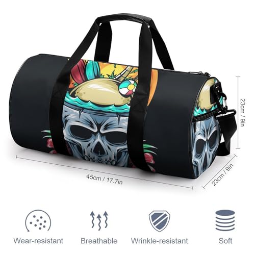 Duffel bag plage de crânes tropicaux compact pour voyage et fitness - 2