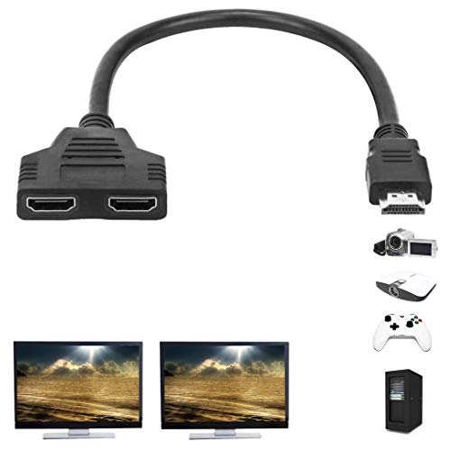 HDMI Splitter Adapter, ToneGod HDMI Splitter Cable for Dual Monitors Duplicate Mirror(1 in 2 Out), HDMI Male to Dual HDMI Female for HDMI HD, LED, LCD, TV, Support Two TVs at The Same Time