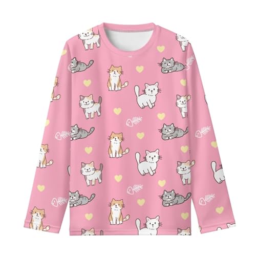Image of Girls Long Sleeve Shirts Casual Crewneck Soft T-shirts for Girls 3-16 Years Old