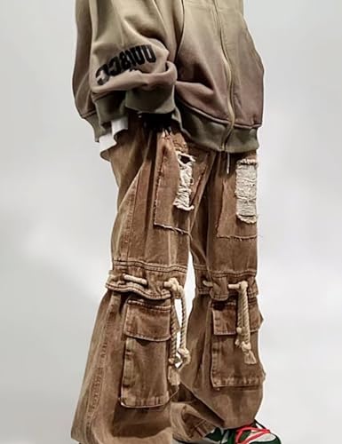 Baggy Jeans Men Cargo Ripped Jeans Y2k Unisex Black Pants Hip Hop Pants Streetwear2