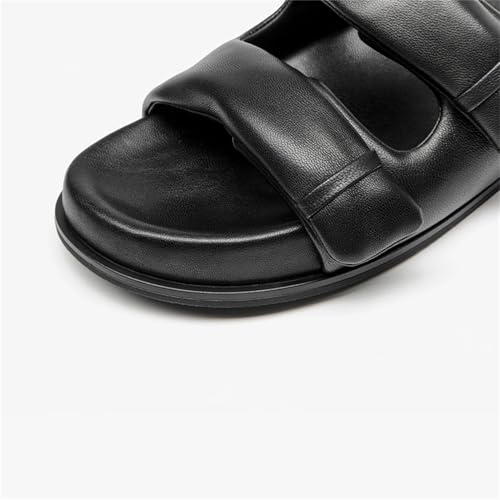 Women's Genuine Leather Slippers - Thick Sole Double Strap Beach Summer Flats3