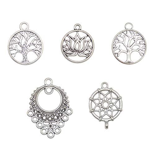 YYaaloa Pack of 120 Mixed Charms Silver DIY Charms Pendants for Crafting, Jewelry Making Accessory (120pcs silver charms 138g) - Thumbnail 3