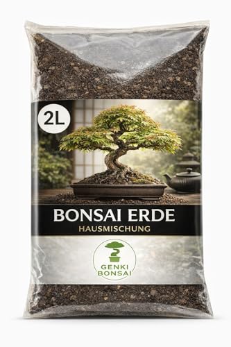 GENKI BONSAI Erde 2L Hausmischung - Premium Substrat für Zimmerbonsai wie Ficus & Ulme - ideal für Balkon, Fensterbank & Wohnzimmer - luftige Bonsai-Erde gegen Staunässe & Wurzelfäule