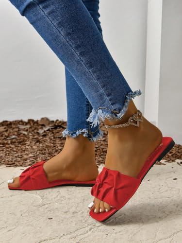 Image of GORGLITTER Women's Summer Cute Flat Sandals Dress Slide Sandals Square Toe Wedding Shoes Vacation Trendy Sandals 2026