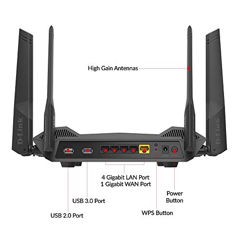Image of D-Link WiFi 6 Router AX4800 MU-MIMO Voice Control Compatible with Alexa & Google Assistant, Dual Band Gigabit Gaming Internet Network (DIR-X4860-US)