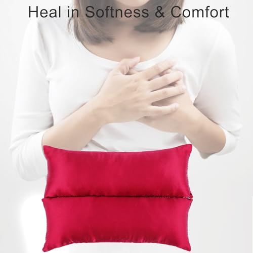 Image of Silky Satin Port Pillow Heart Surgery Pillows for Chemo Port After Open Heart Surgery Recovery Gifts Bypass Pacemaker Must Haves Protector Smooth Cooling Cushion Burgundy