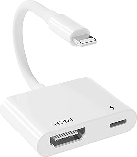 Lightning to HDMI Adapter [ Apple MFi Certified ], Plug & Play 1080P Screen Converter with Lightning Charging Port, iPhone to HDMI Adapter Compatible with iOS Devices for Projector/Monitor/TV