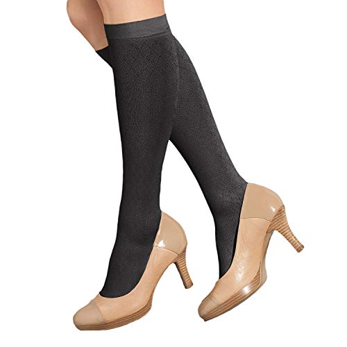 GOGO by Therafirm Trouser Socks with Light (10-15mmHg) Compression (Black - Diamond, Large)