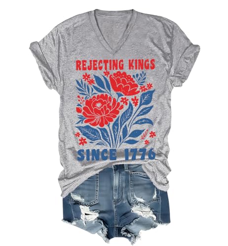 Rejecting Kings Since 1776 Shirt Vintage Patriotic Floral No Kings Shirt
