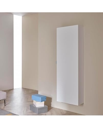 Scarpiera scaffale sospesa con anta bianco opaco senza specchio 6 ripiani interni Giada cm 53 X 25 X 160