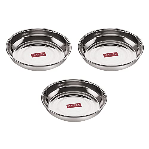 Image of HAZEL Stainless Steel Breakfast Plate Set | Small Steel Plates for Snacks, 150 ML, Set of 3