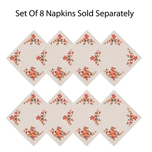 Lintex Thanksgiving Traditions Autumn Harvest Bordered Thanksgiving Tablecloth, Autumn Fall Leaves And Pumpkin Patch Border Print Easy Care Fabric Tablecloth, 52” X 52 Square #TOP5