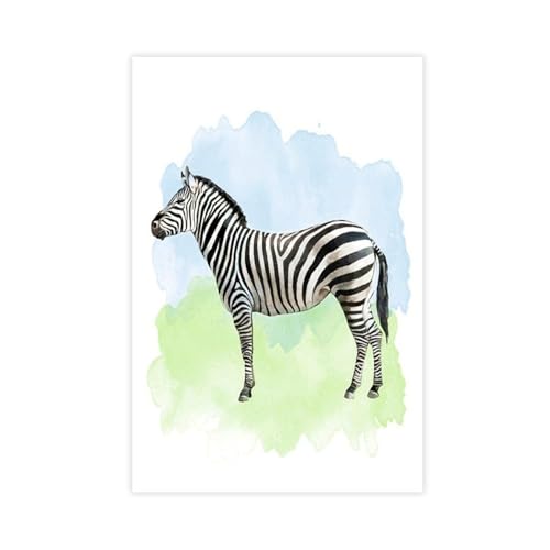 Peinture aquarelle animaux sauvages africains : 12 toiles déco chambre 61x91