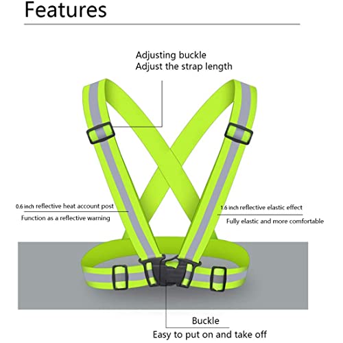 NULIZL Reflective Vest, 2 pcs Adjustable High Visibility Safety Reflective Vest with 4 pcs Reflective Wristbands Armbands, for Work, Cycling, Walking, Running and Outdoor Activities - Green