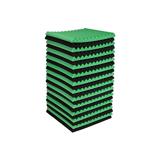 50 Pack Acoustic Panels Studio Foam Wedges 1" X 12" X 12"Sound-proofing,Sound Absorption (50PCS, Black&Green)