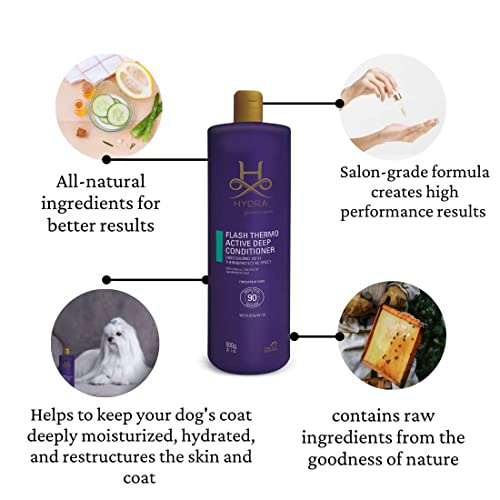 Image of Hydra Groomers Conditioner for Dogs and Cats | Easy Rinse Pet Conditioner with Grape Seed Oil & Oatmeal Extract | Enhances Shine, Softness & Coat Manageability (Flash Active Deep Conditioner)