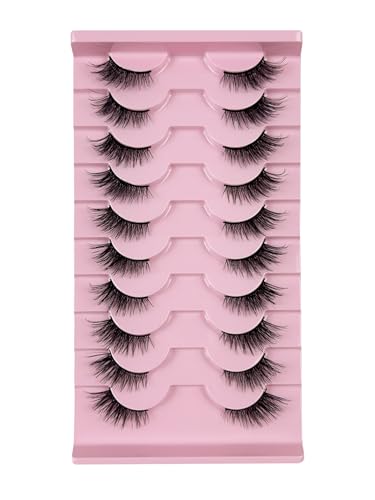 10 Pairs Eye Lashes for Women, Half Eye Magnetic Eyelashes, Natural Fox Style False Lashes for Everyday Makeup and Special Occasions(Style 1)
