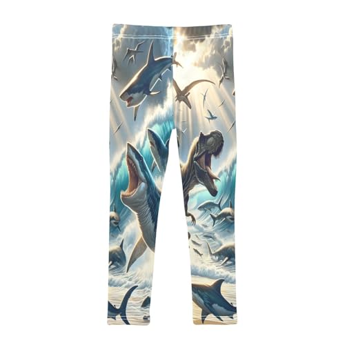 Toddler Girls Leggings Printed Yoga Pants Leggings Dinosaurs and Sharks for Kids2