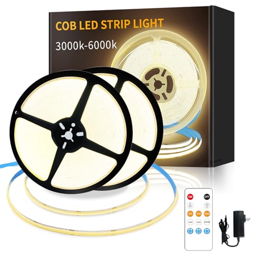 Yeewhale COB LED Strip Lights 100ft,3000K DC 24V Dimmable Warm White Flexible LED Rope Lights for...