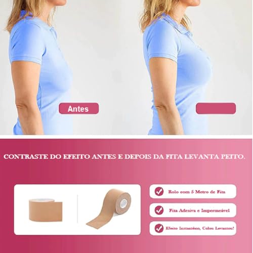 Kit 2 Fitas Adesivas Levanta Peito Seios - Sutiã Invisível Push Up para Decotes Perfeitos