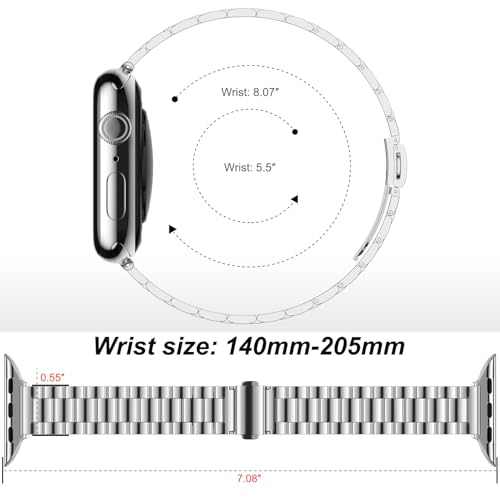 Thin Band Compatible with Apple Watch 42mm 41mm 40mm 38mm, Luxury Slim Lightweight Stainless Steel Bracelet for iWatch SE Series 12-1 Women, Silver - image 4