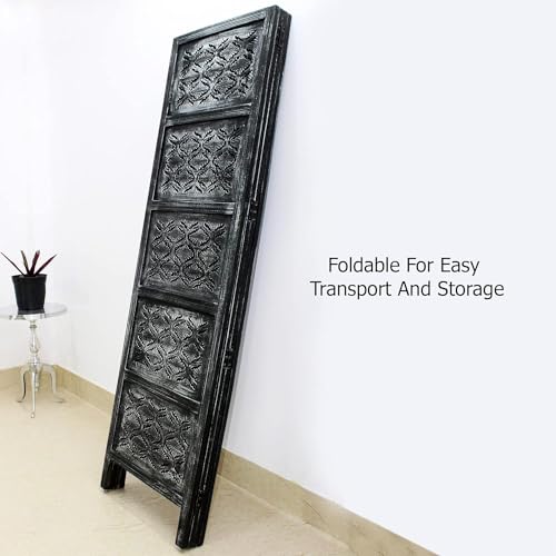 Image of Classic Wood and Craft Wooden Room Divider Partition for Living Room, Privacy Partition, Partition Wall, Divider for Makeup Studio /Office (4 Panels - Fish Design)