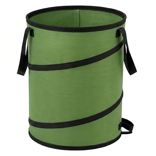 Image of Collapsible Camping Trash Can 27 Gallon, Pop Up Outdoor Recycle Bin | Durable 600D Oxford Fabric Made Reusable Yard Waste Lawn Leaf Bags, Garbage Can for Home, Garage, Garden, Camping (27 Gallon)