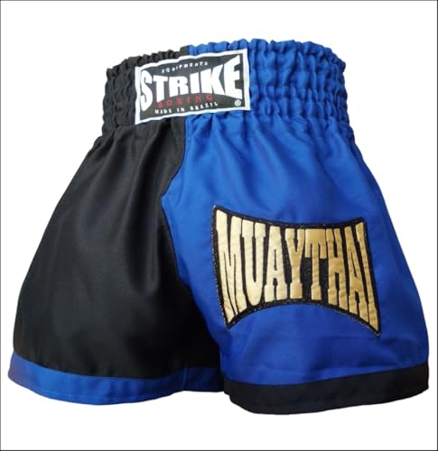 Shorts Muay Thai Strike Boxing Bermuda Calção Modelo Tailandês Bordado (BR, Alfa, M, Regular, Regula