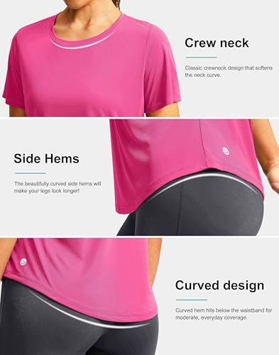 Image of Women's Short Sleeve Workout Shirts UPF 50+ Sun Protection T-Shirts Quick Dry Breathable Gym Running Hiking Tops for Women