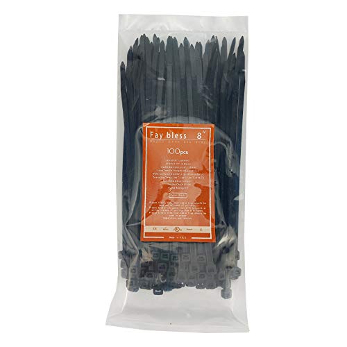 Cable Ties 8 inch Black Nylon Zip Tie 50 LB 100 PCS for Christmas Light Tree Cover