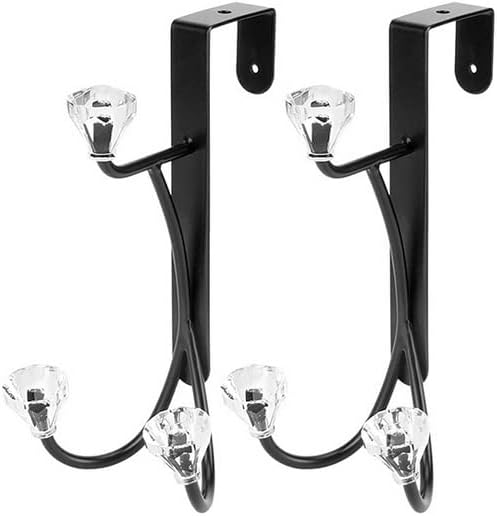 Over The Door Hook Sturdy Metal Over Door Hook 3 Diamonds Door Hangers and Over The Door Hooks for Hanging Clothes,Towels,Coats (2)
