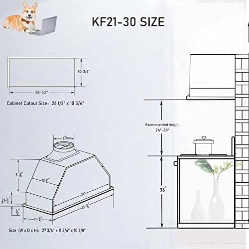 EALLMALL Range Hood Insert – 30 Inch, 750 CFM, Ducted/Ductless ...