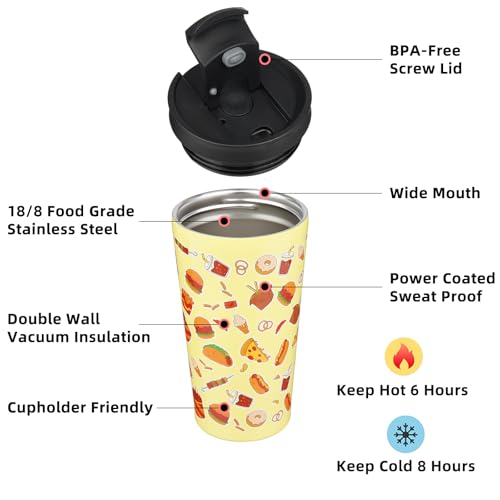 Image of BJPKPK 18 oz Coffee Tumbler with Straw, Insulated Stainless Steel Cup