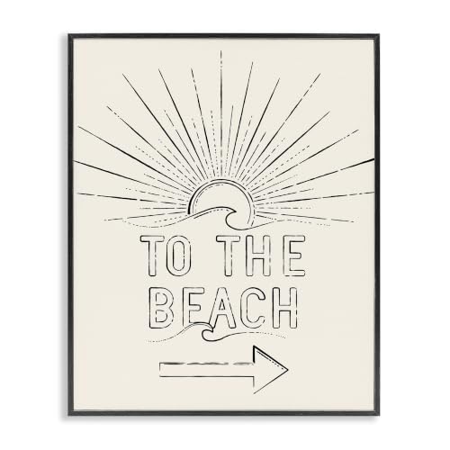 'To The Beach Weathered Vintage Sun Horizon'| Framed Giclee Art