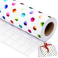Yarcony Colorful Polka Dot Wrapping Paper Mini Roll, Gift Wrapping Paper, Rainbow Polka-Dot Gift Wrap for Present Packaing, Boys Girls Birthday, Party, Holidays, and Celebrations(17 Inch X 16.5 Feet)