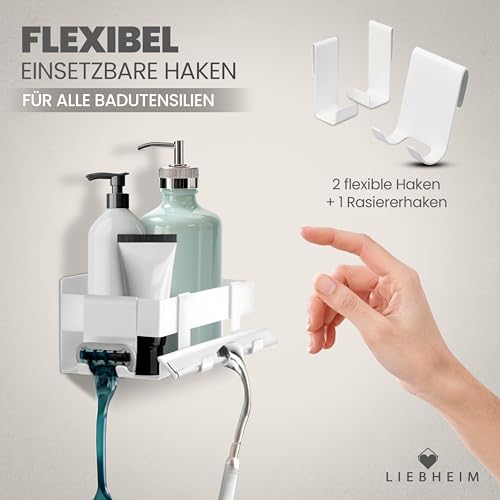 LIEBHEIM Duschablage Ohne Bohren - Badregal - Badezimmer Organizer - Duschregal - Badezimmer Regal - Duschregal Ohne Bohren - Bathroom Organizer - Bad Regal - Duschkorb - Shower Shelf