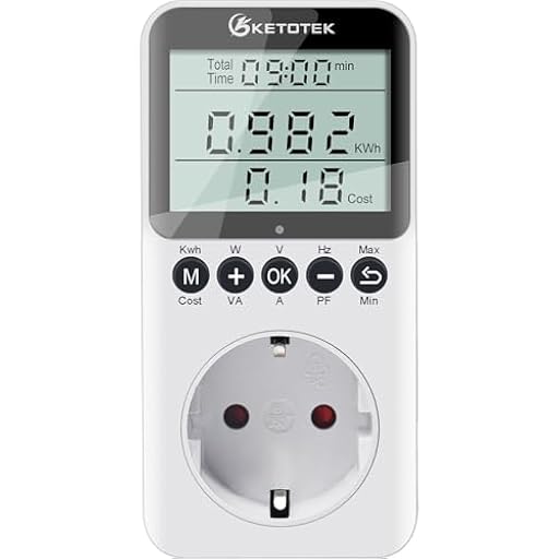 KETOTEK Medidor de Consumo Eléctrico, Enchufe Medidor de Energía con Pantalla LCD, Monitor de Electricidad, Protección contra Sobrecarga 3680W/16A | Ya disponible en tu tienda friki favorita! En mundofriki.es!