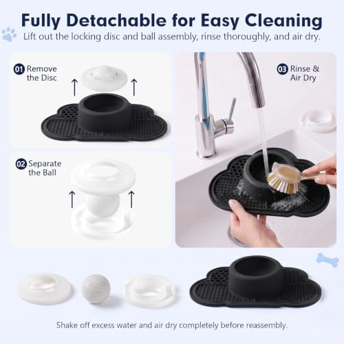 Image of Anti-Slip Slow Feeder Dog Bowl and Lick Mat with Rolling Ball