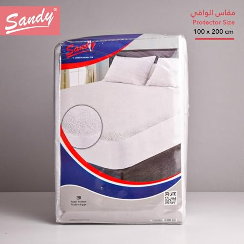 SANDY Latex Premium Waterproof Mattress Protector with Perfect Fit All Around Elastics Deep Pocket Up to 32cm, Hypoallergenic, Breathable and Dust Mite Protecting, (100X200), White