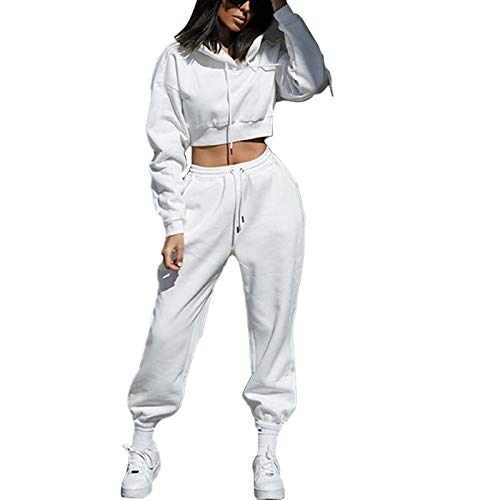 Trajes de 2 piezas para mujer, de manga larga, sudadera con capucha y cremallera, pantalones deportivos con bolsillos Cover