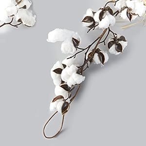 The lakeside collection decorative cotton ball holiday garland with canvas bow tie appliques white  urban country home decor