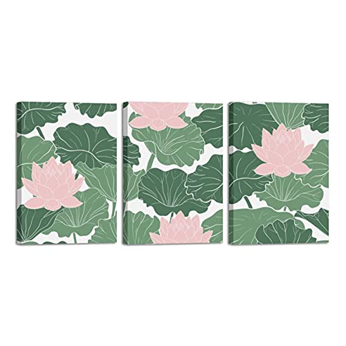 Peinture Lotus Rose Encadrée sur Toile Moderne Multi-Taille