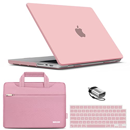 IBENZER Case for MacBook Pro 14 Inch 2026 2025 2024 2023 2022 2021 M5 M4 M3 M2 M1 A3434 A3112 A3185 A3401 A2918 A2992 A2779 A2442 Pro/Max, Hardshell Case&Sleeve&KeyboardCover&Type-C,Rose,T14RQ+3