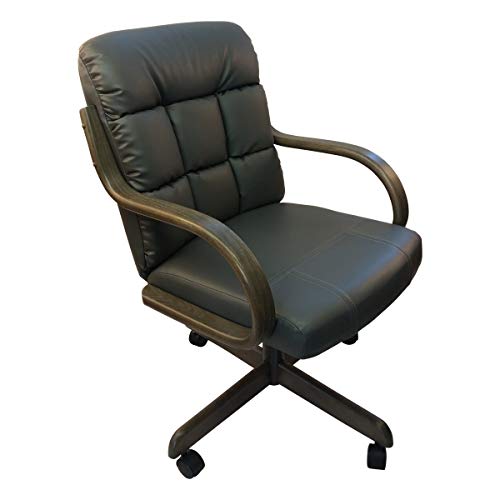 Caster Chair Company Gale Swivel Tilt Caster Dining Arm Chair In Charcoal Bonded Leatherette (1 Chair) #TOP4