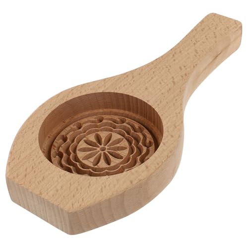 HEMOTON Wooden Moon Cake Molds Flower Shape Cookie Stamps Mid Autumn Festival Wooden Pastry Mold Baking Mold Kitchen Baking Tool